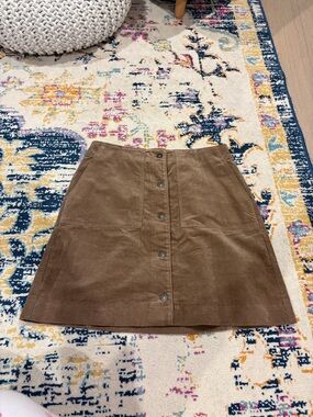 Uniqlo Brown Button-Front Corduroy Skirt